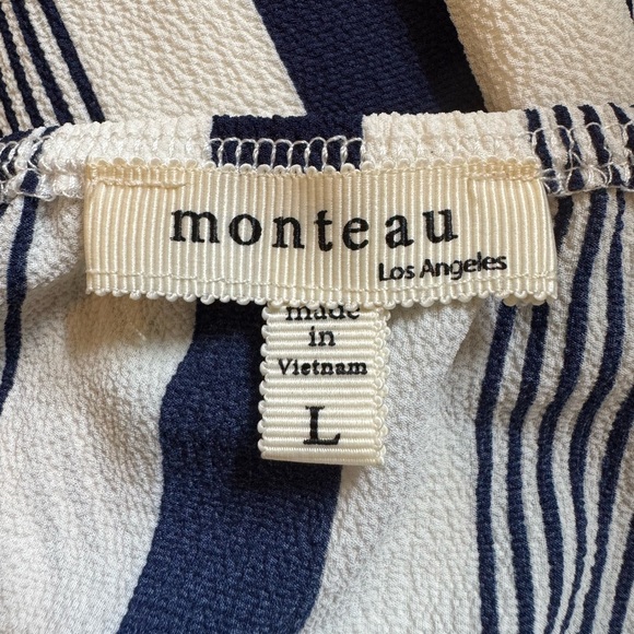 Monteu Striped Navy White Sleeveless Dress Size  juniors large adjustable strap - Picture 11 of 12